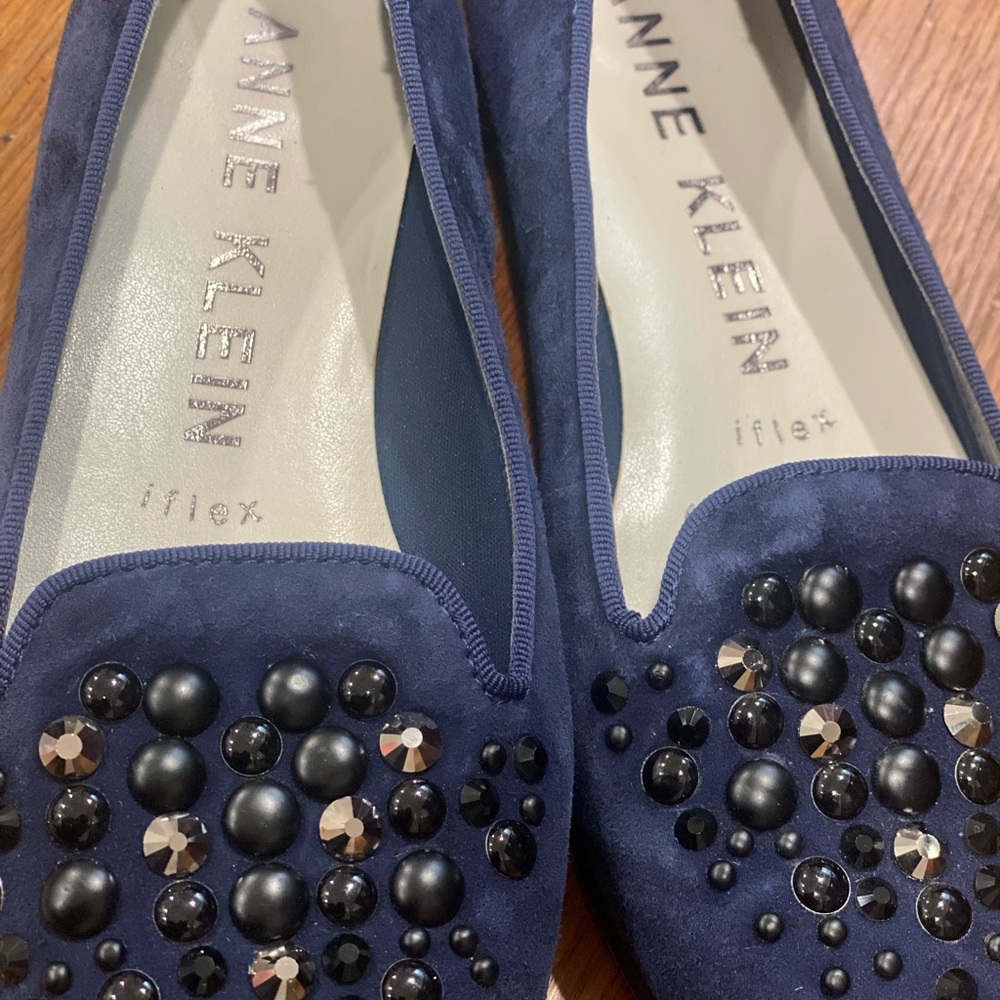 Anne Klein Midnight Blue Embellished Flats